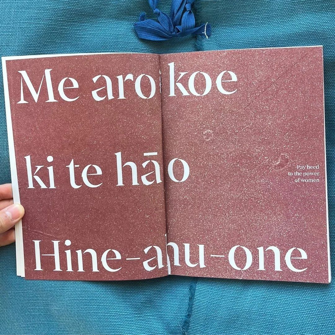 A page from Wāhine Inside: Me aro koe ki te hāo Hine-ahu-one.