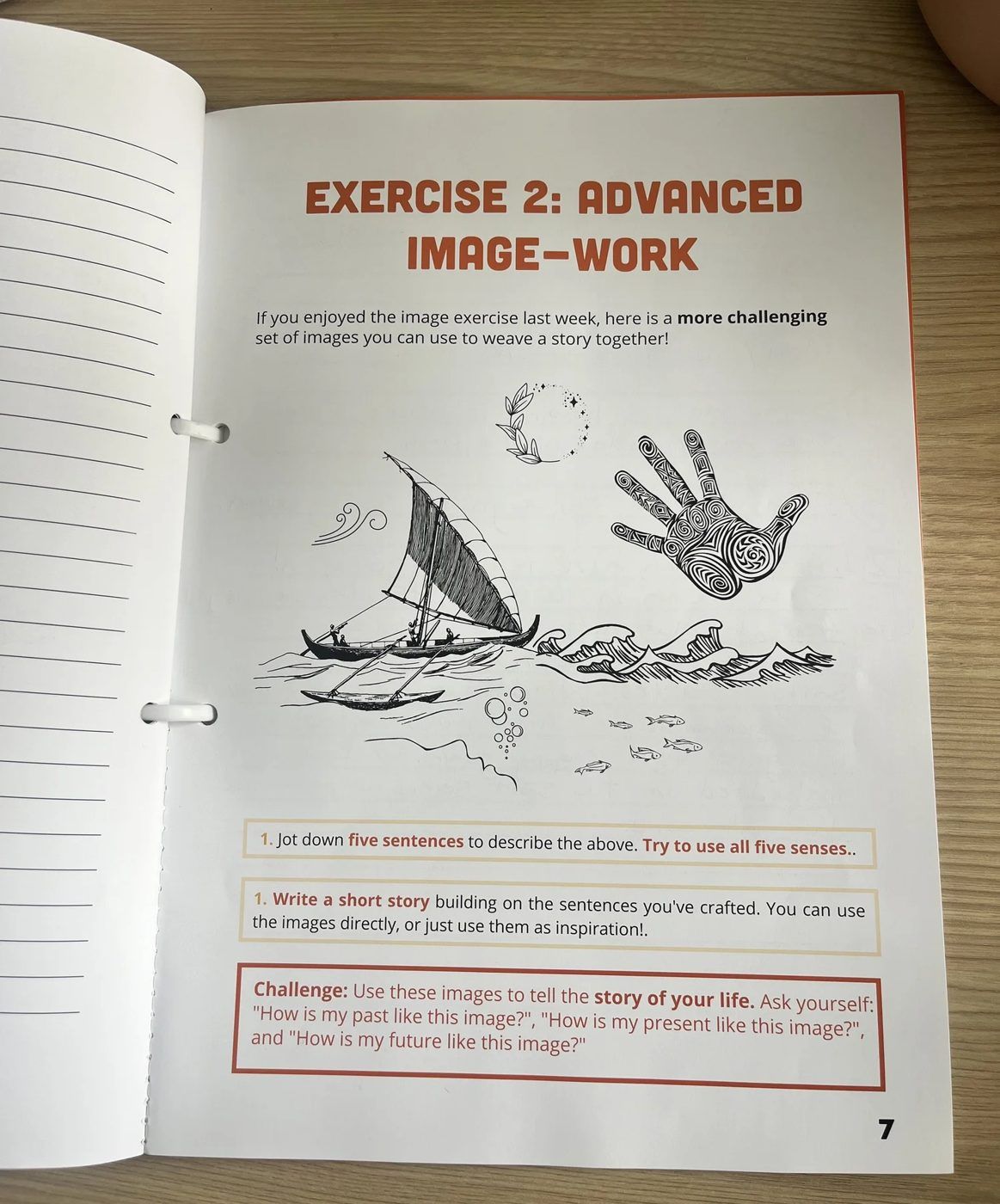 An exercise page from a Te Kāhui booklet: Exercise 2, Advanced image-work.